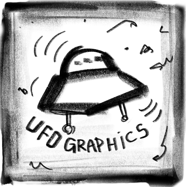 UFO Graphics logo, a hand-drawn UFO